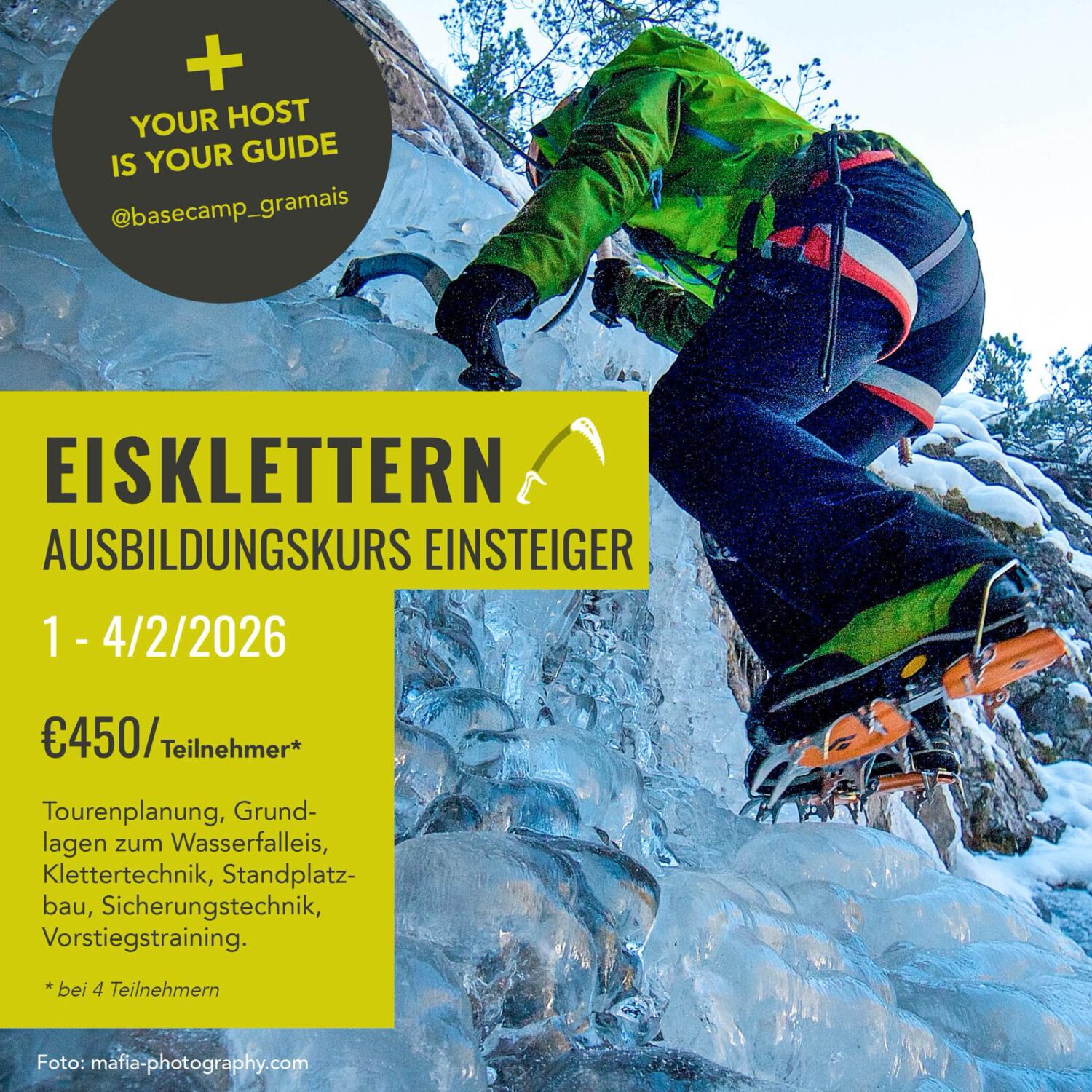 Ice climbing training for beginners